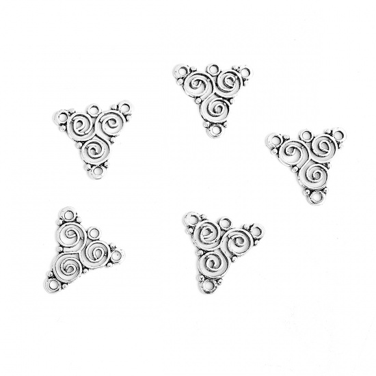 Connector / Örhängesämne - 3 Swirl  Silver