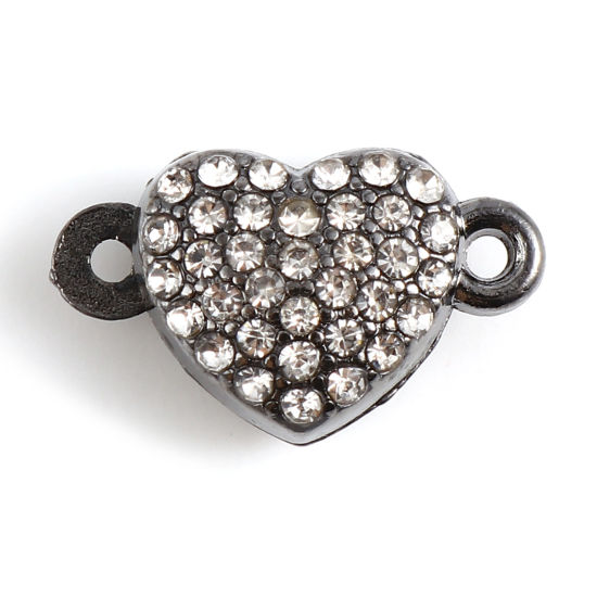 Magnetlås m Rhinestone , Hjärta Gunmetal