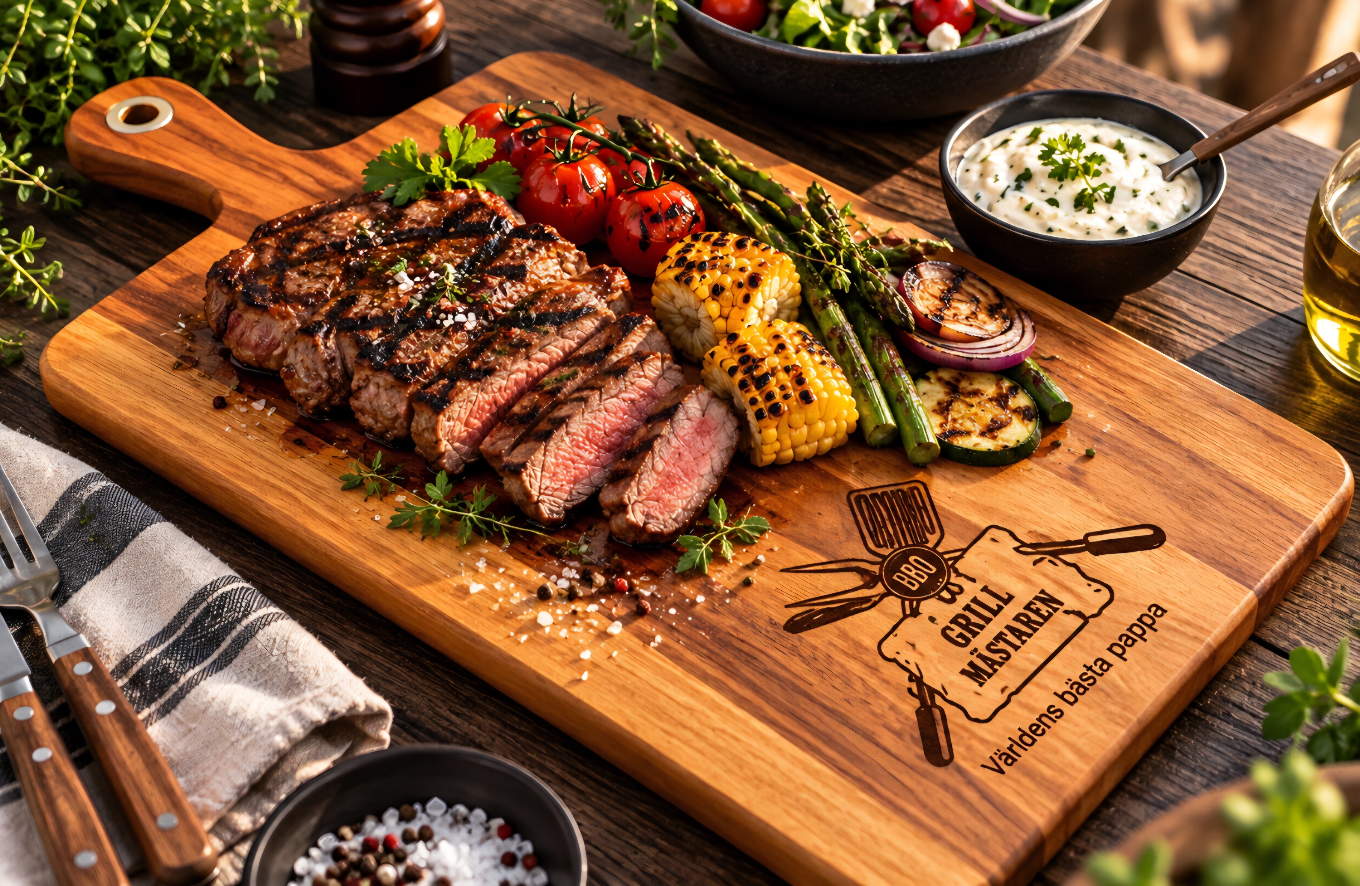  Skärbräda  Grillmästare - världens bästa pappa  46x27cm