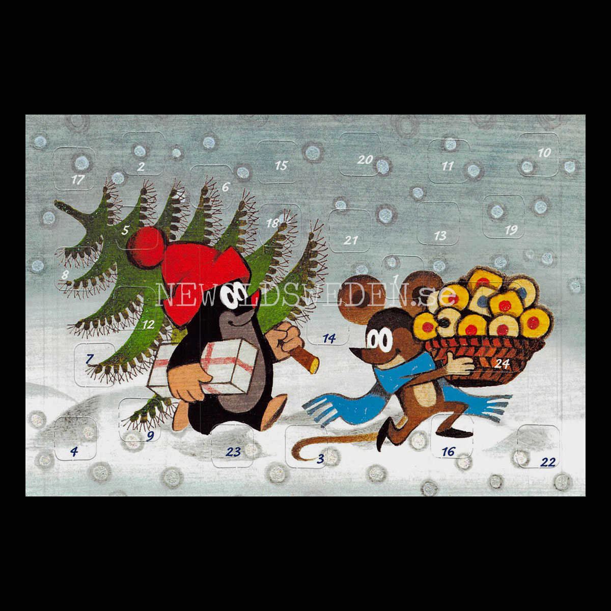 Adventskalenderkort DEN LILLA MULLVADEN Dubbel-kort med kuvert - 990