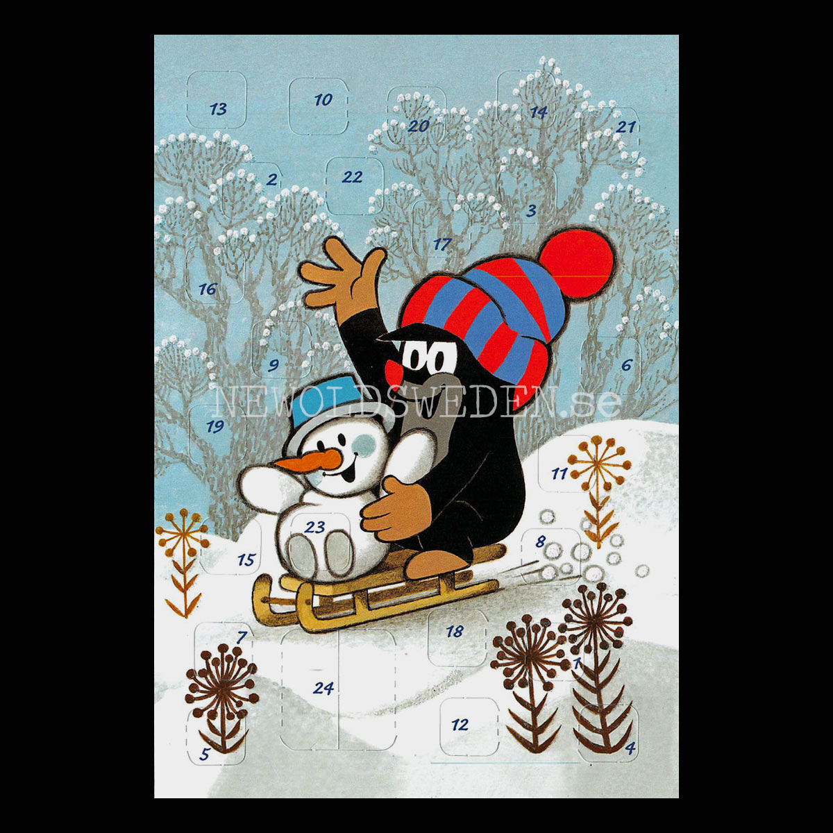 Adventskalenderkort DEN LILLA MULLVADEN Dubbel-kort med kuvert - 990