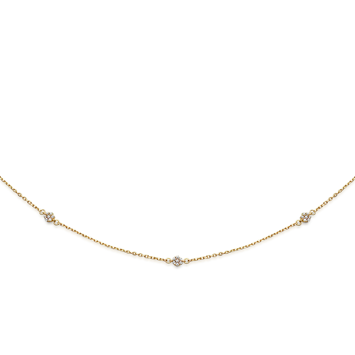 Guldcollier med 5 blommor CZ