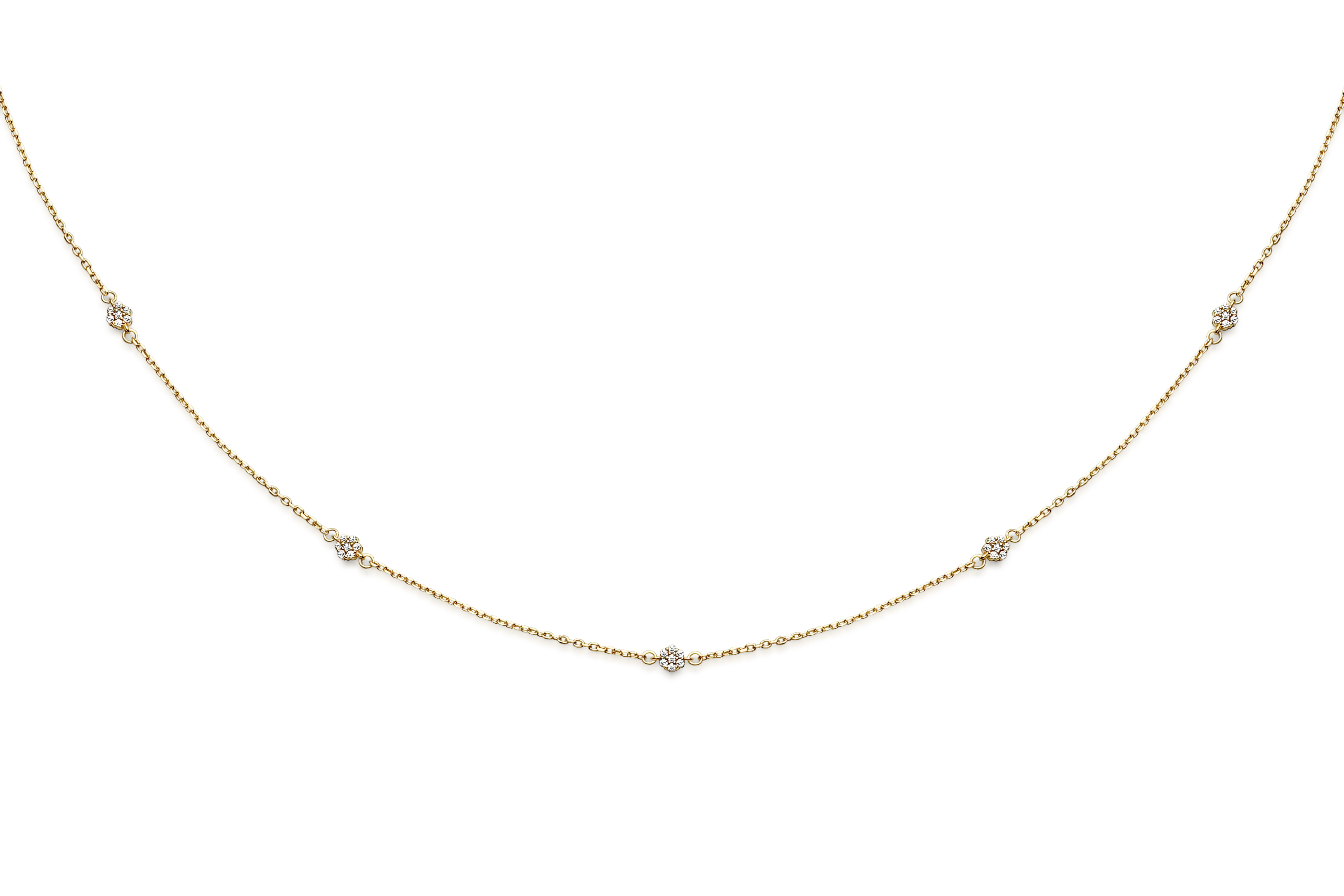 Guldcollier med 5 blommor CZ - 2