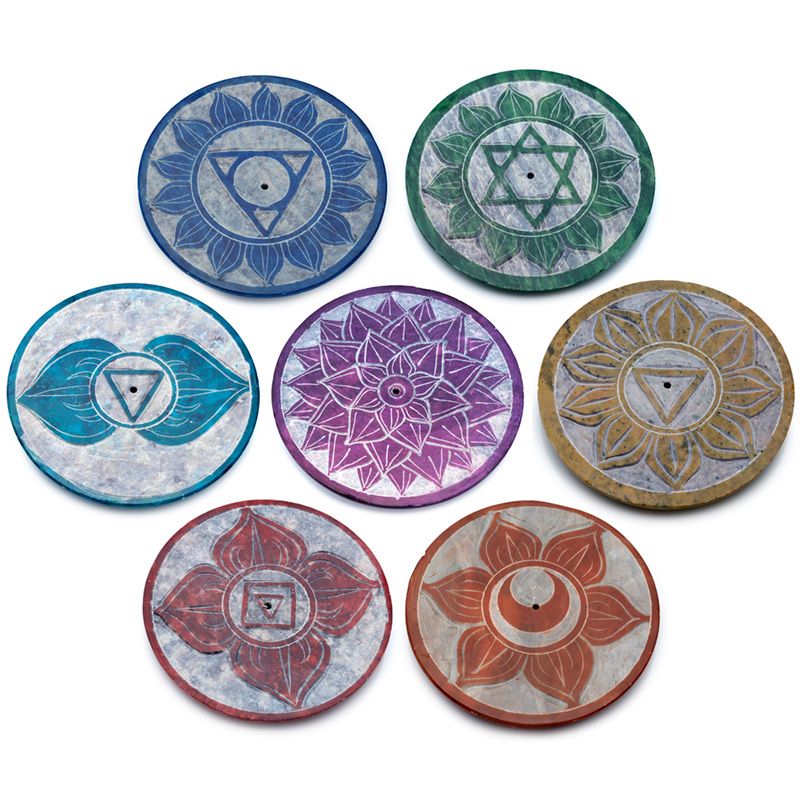 Chakra Rökelsehållare i målad såpsten