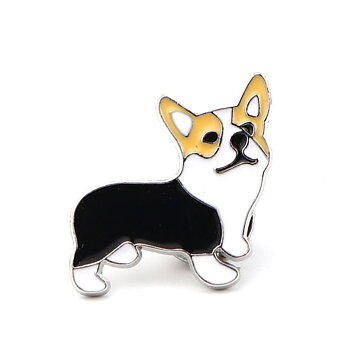 Brooches Enameld dog, corgi