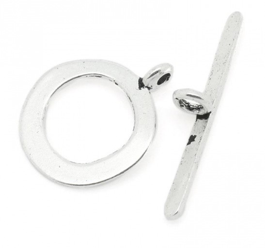 Toggle  clasp  flat ,circle , Silver
