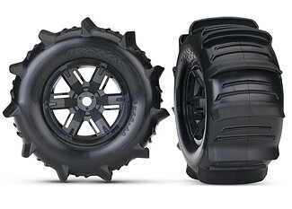 Traxxas 7773 Tires & Wheels Paddle/X-Maxx Black (2)