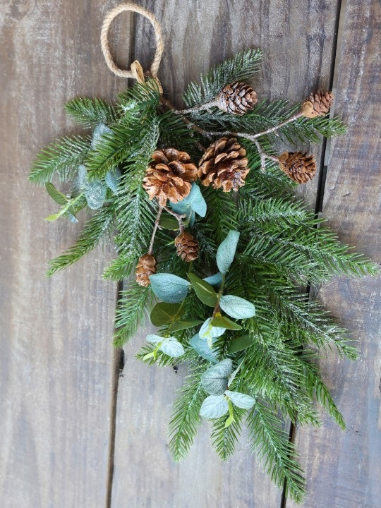 Fir branch with decoration - Green/brown 50 cm - 2