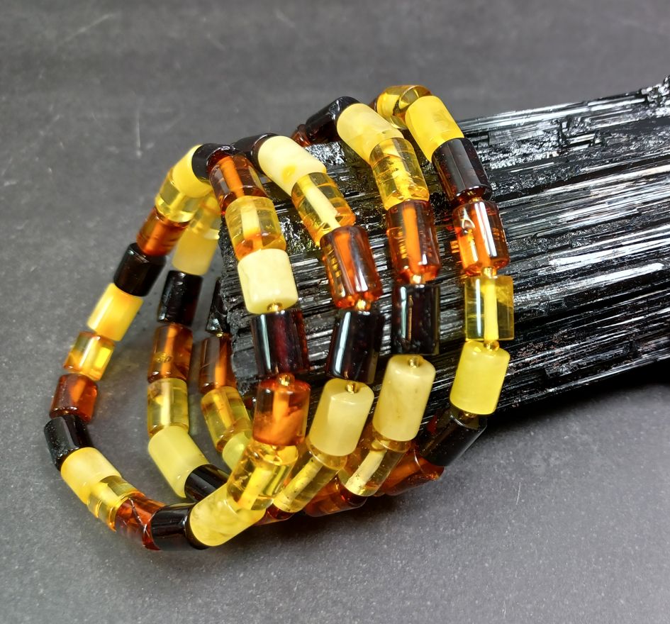 Multi färgad Bärnsten Armband med 9x6mm pärlor