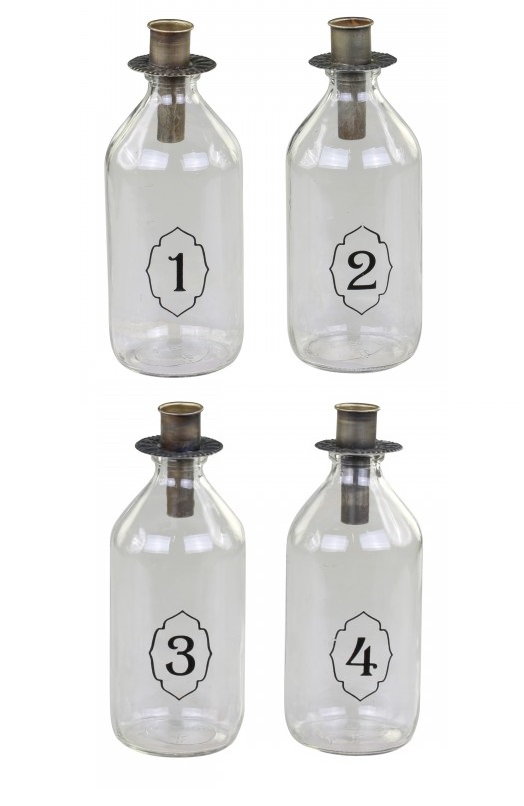 Advent candle holder - Bottles with candle holders - Numbers 1-4 - 4