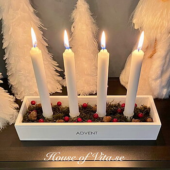 Adventsljusstake vit 11x34cm
