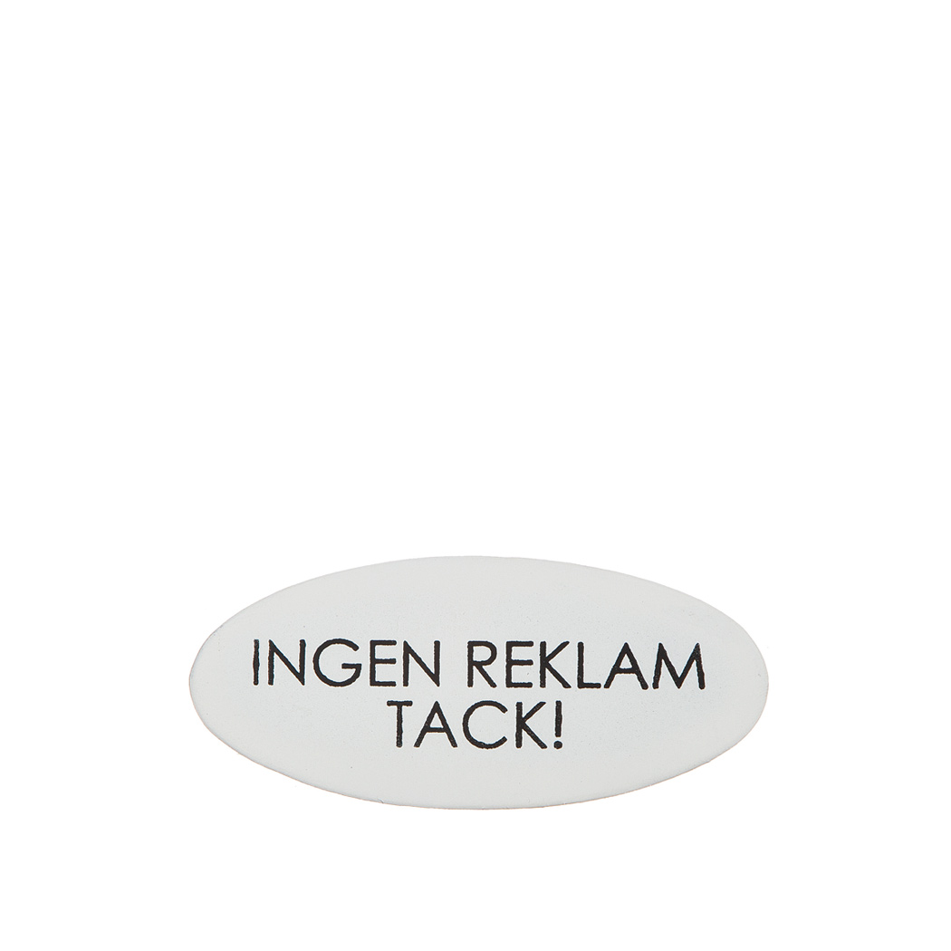 Dörrskylt plåt "Ingen reklam" 10cm
