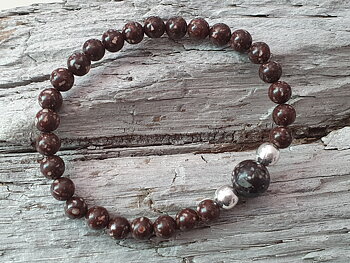 Porphyry bracelet 6mm with large ball, 925-silver