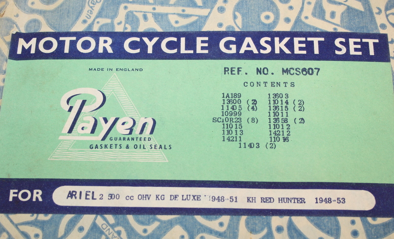 Dichtungssatz Ariel 500cc OHV KG de luxe 1948-51/ KH Red Hunter 1948-53 NOS - 2