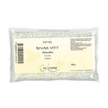 Bivax pellets vitt 100 gram från Crearome till ljustillverkning och hudvård