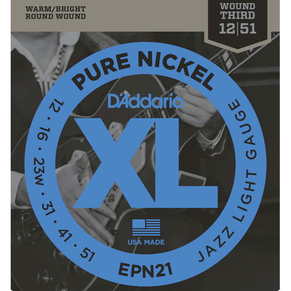 D'Addario EPN21 Pure Nickel Jazz Light 012-051