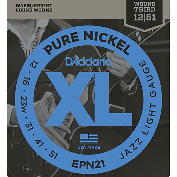D'Addario EPN21 Pure Nickel Jazz Light 012-051