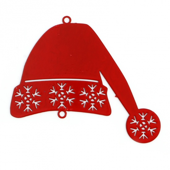 Charm/ Connector   Enameld santa hat