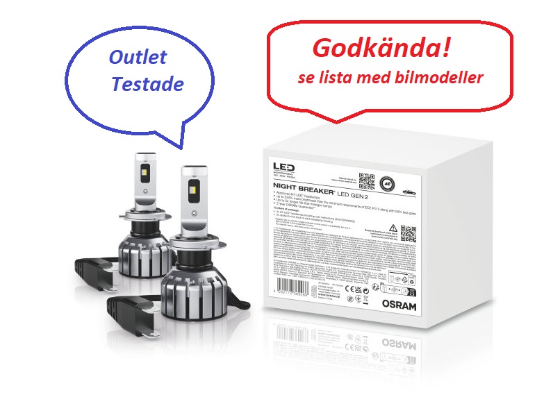 H7 OSRAM LEDdriving Night Breaker +220% -  konverteringssats 19W /12V - GODKÄNDA (Testat ex)