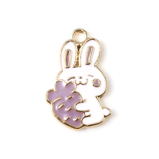 Charm Enameld rabbit,  Carrot  purple