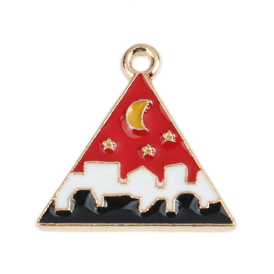 Charm Enameld Triangle, moon city