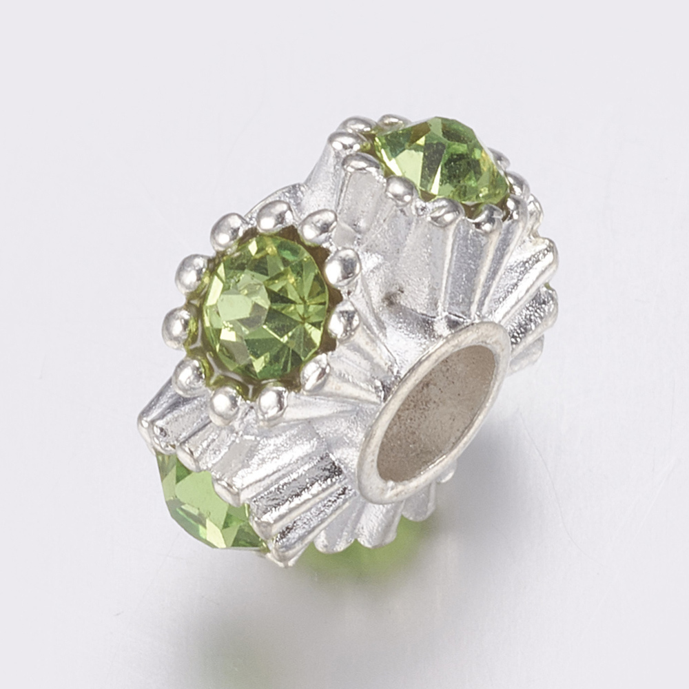 Pärla / hänge - Silver, Grön rhinestones