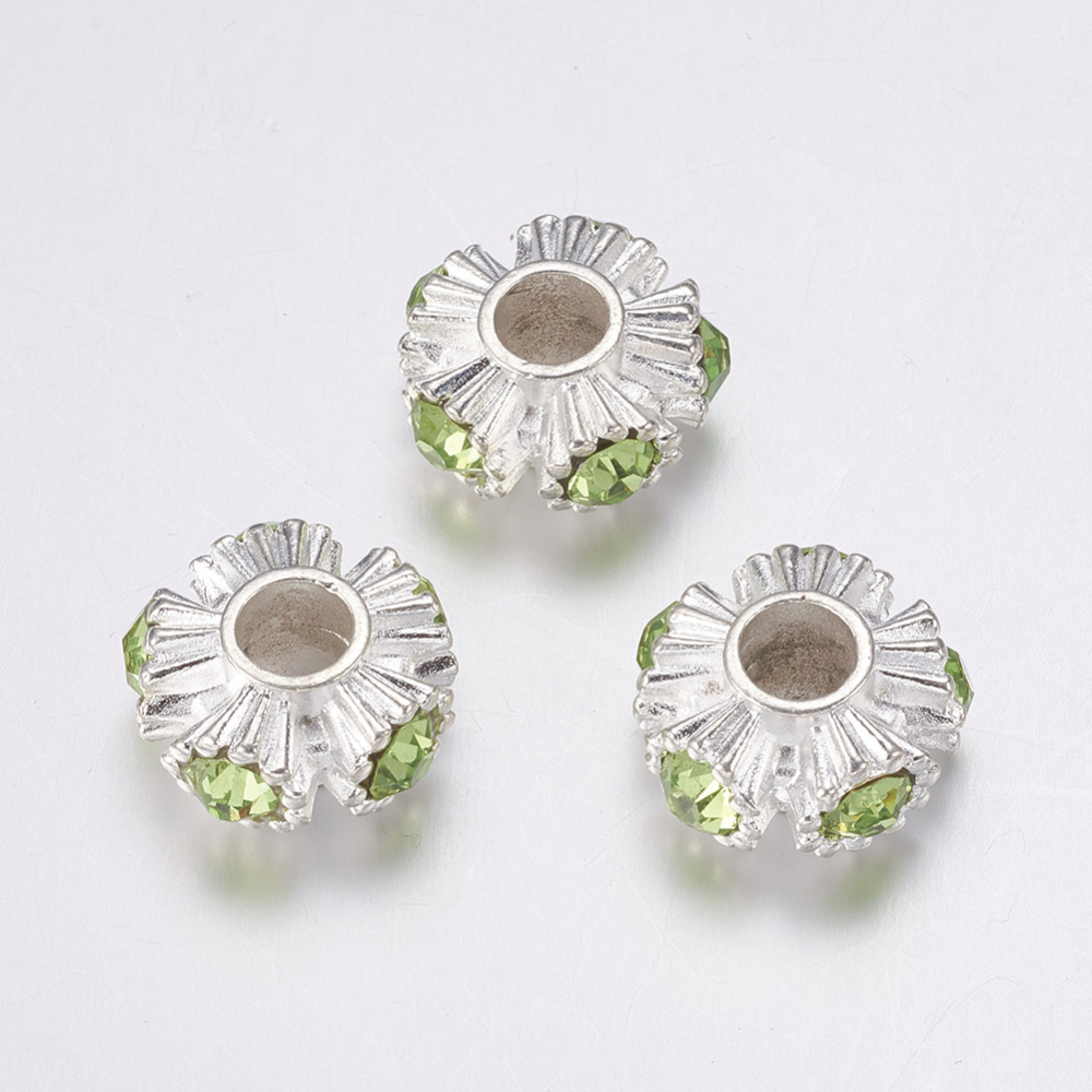 Pärla / hänge - Silver, Grön rhinestones - 2