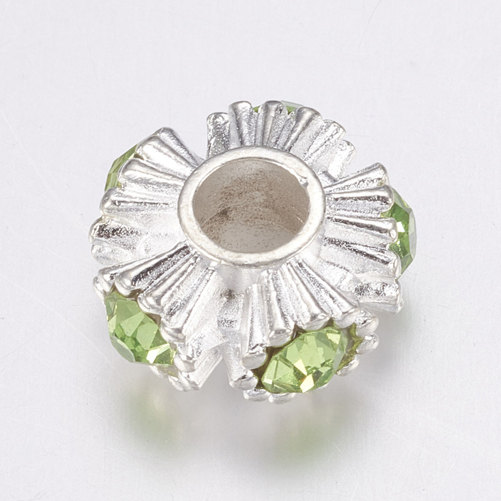 Pärla / hänge - Silver, Grön rhinestones - 3
