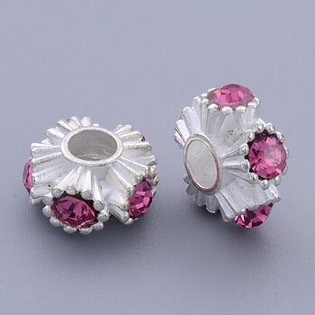 Bead / pendant- Silver, Cerice rhinestone