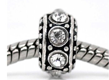 Pärla / hänge - Rund disc,  m rhinestones , Clear