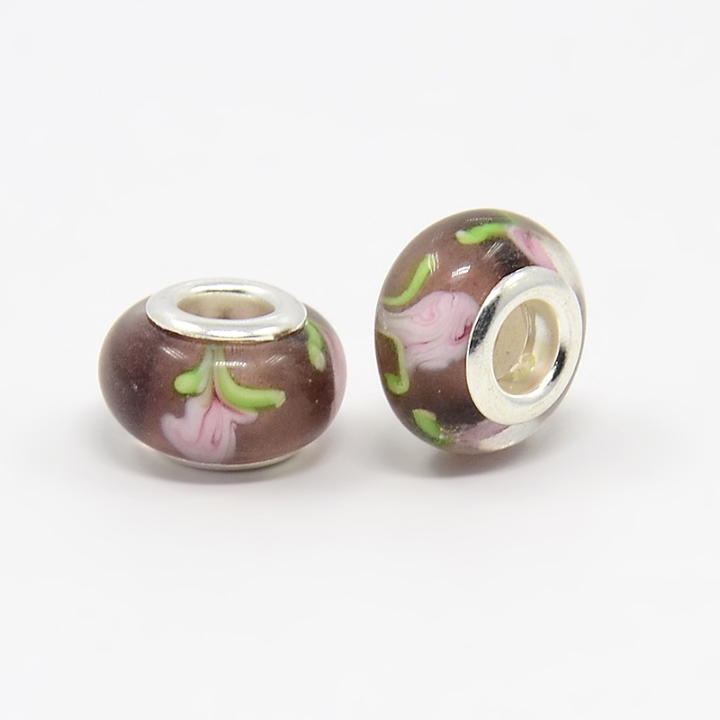 Pärla/Charm - Glas Lampwork, Mauve Ros