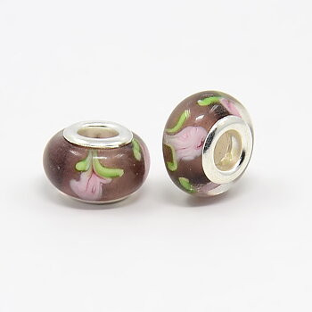 Pärla/Charm - Glas Lampwork, Mauve Ros