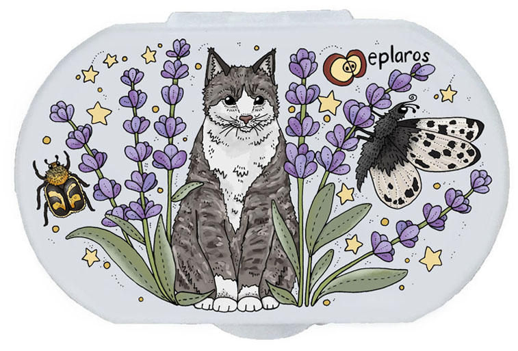 Liten pillerburk - Lavendelkatt