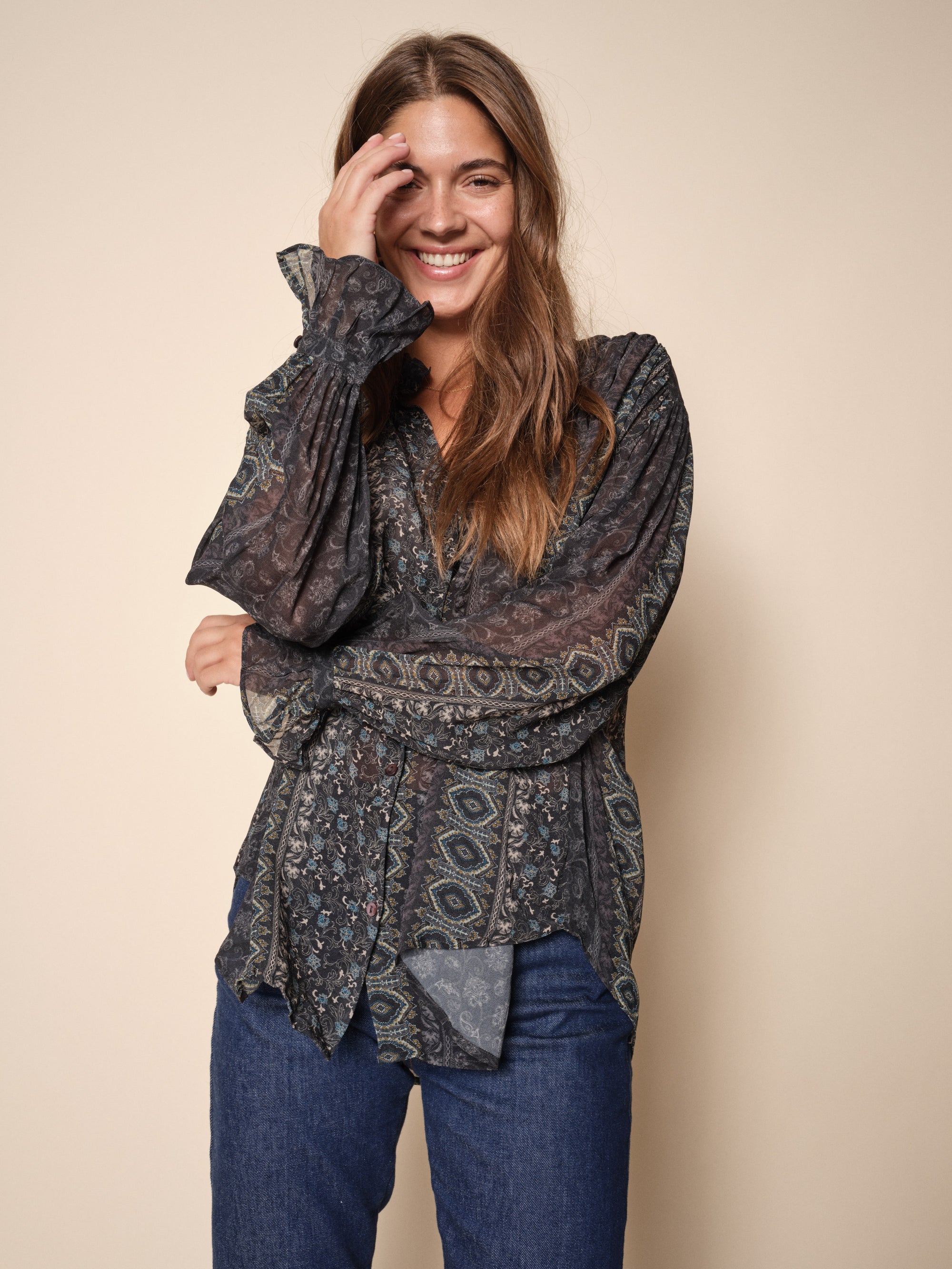 Linja Border Blouse - Stl. S - Mos Mosh 