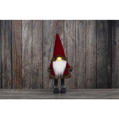 Gnome röd studsande med LED-ljus 51 cm