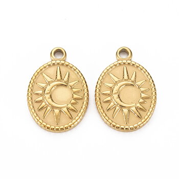 Berlock oval sol och måne guld
