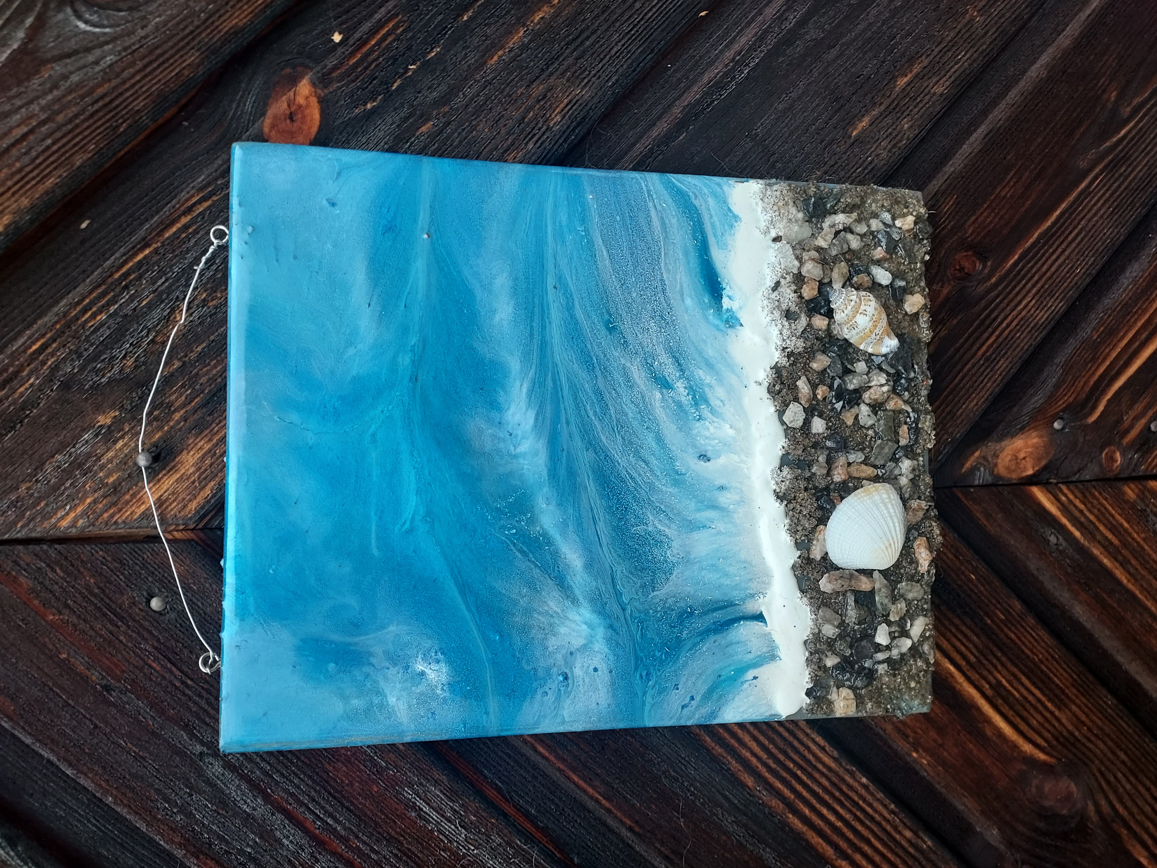 Resin tavla, blå, 25x20cm