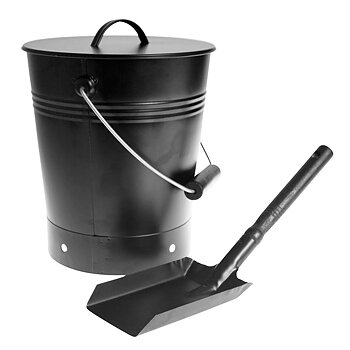 Askhink med lock och skyffel, ventilerad botten 8 liter 