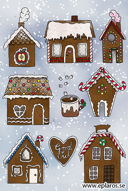 Vykort 10x15 cm Julkort Pepparkakshus