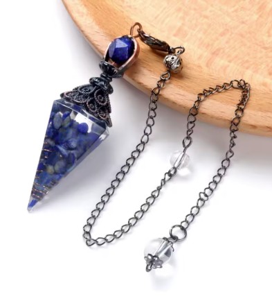 Bohemisk Lapis Lazuli Orgonit Pendel med kedja 