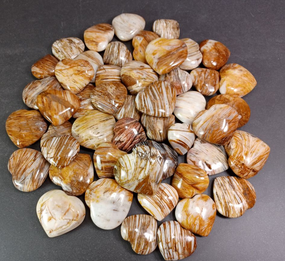 "Mystic" Opal Hjärta - Randig Brun Beige Opal