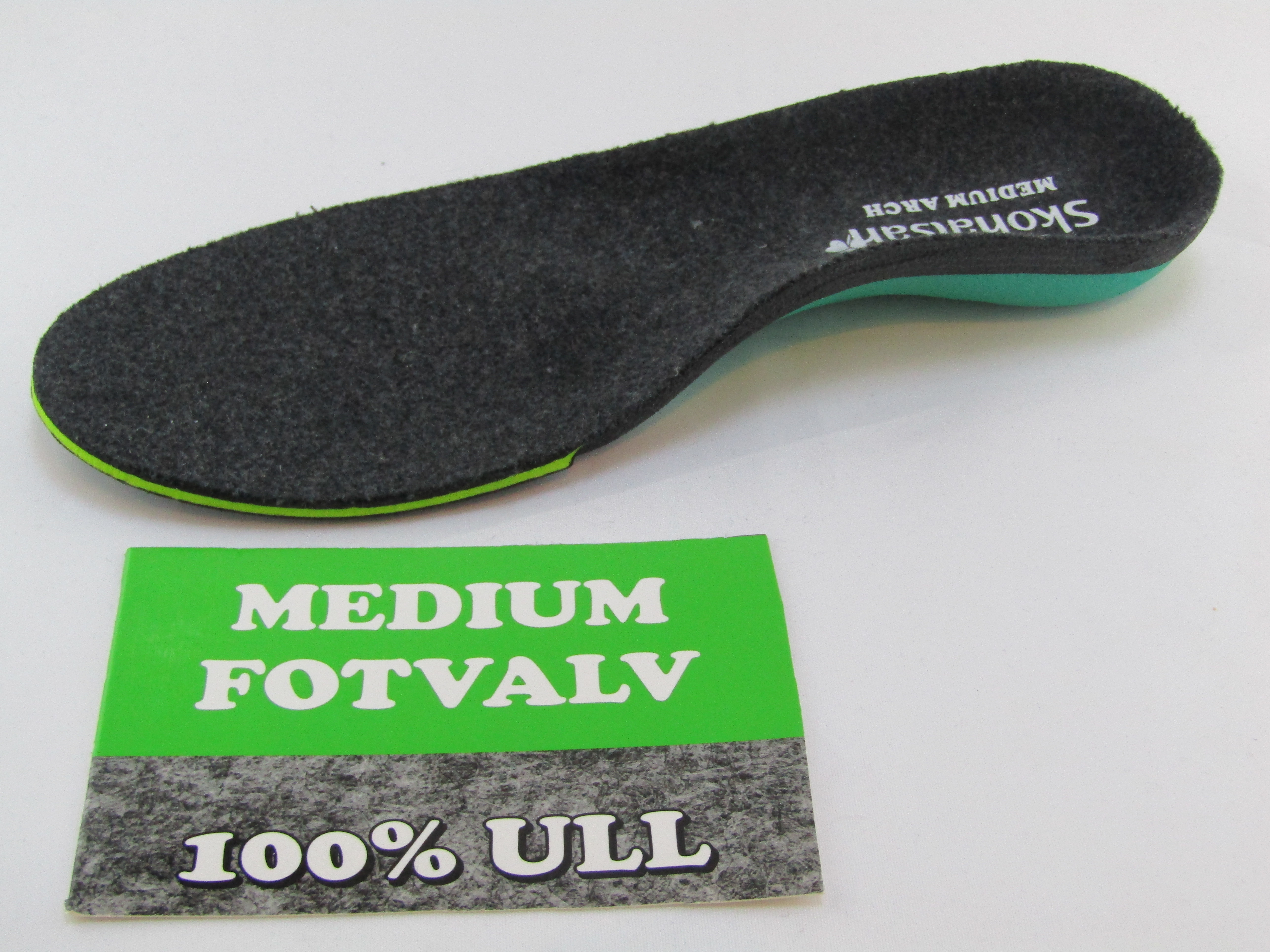 Skohälsan Inläggssula i ull medium fotvalv med pelott