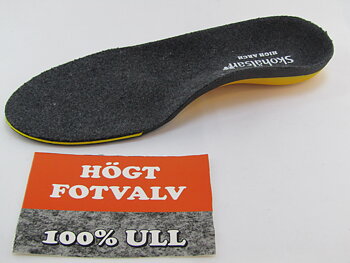 Skohälsan Inläggssula i ull högt fotvalv med pelott