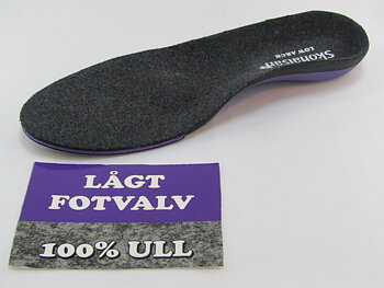 Skohälsan Inläggssula i ull lågt fotvalv med pelott