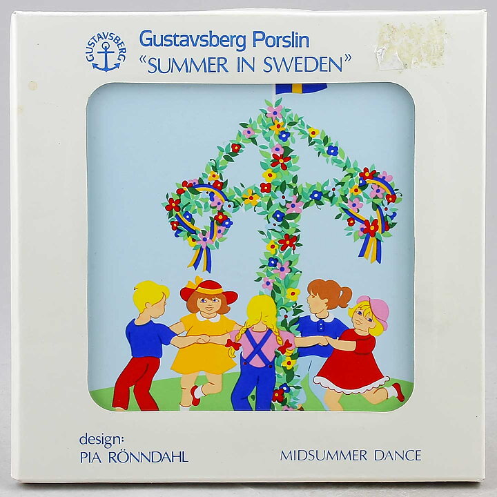ピア・ロンダール スウェーデンのサマー ダンス 陶板 Wall Plaque 1985年 15cm 〈オリジナルボックス付き〉