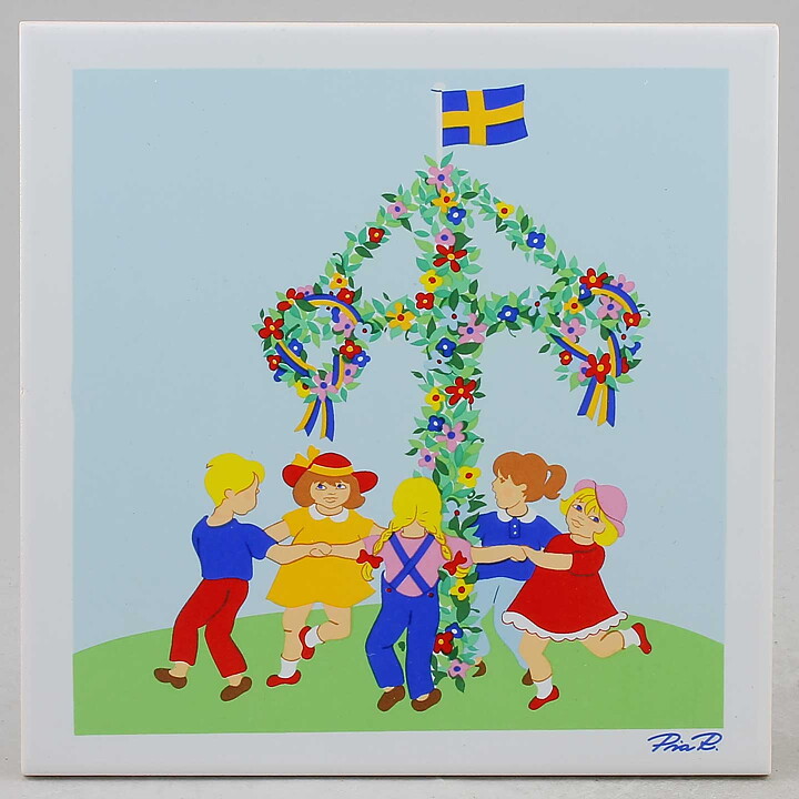 ピア・ロンダール スウェーデンのサマー ダンス 陶板 Wall Plaque 1985年 15cm 〈オリジナルボックス付き〉