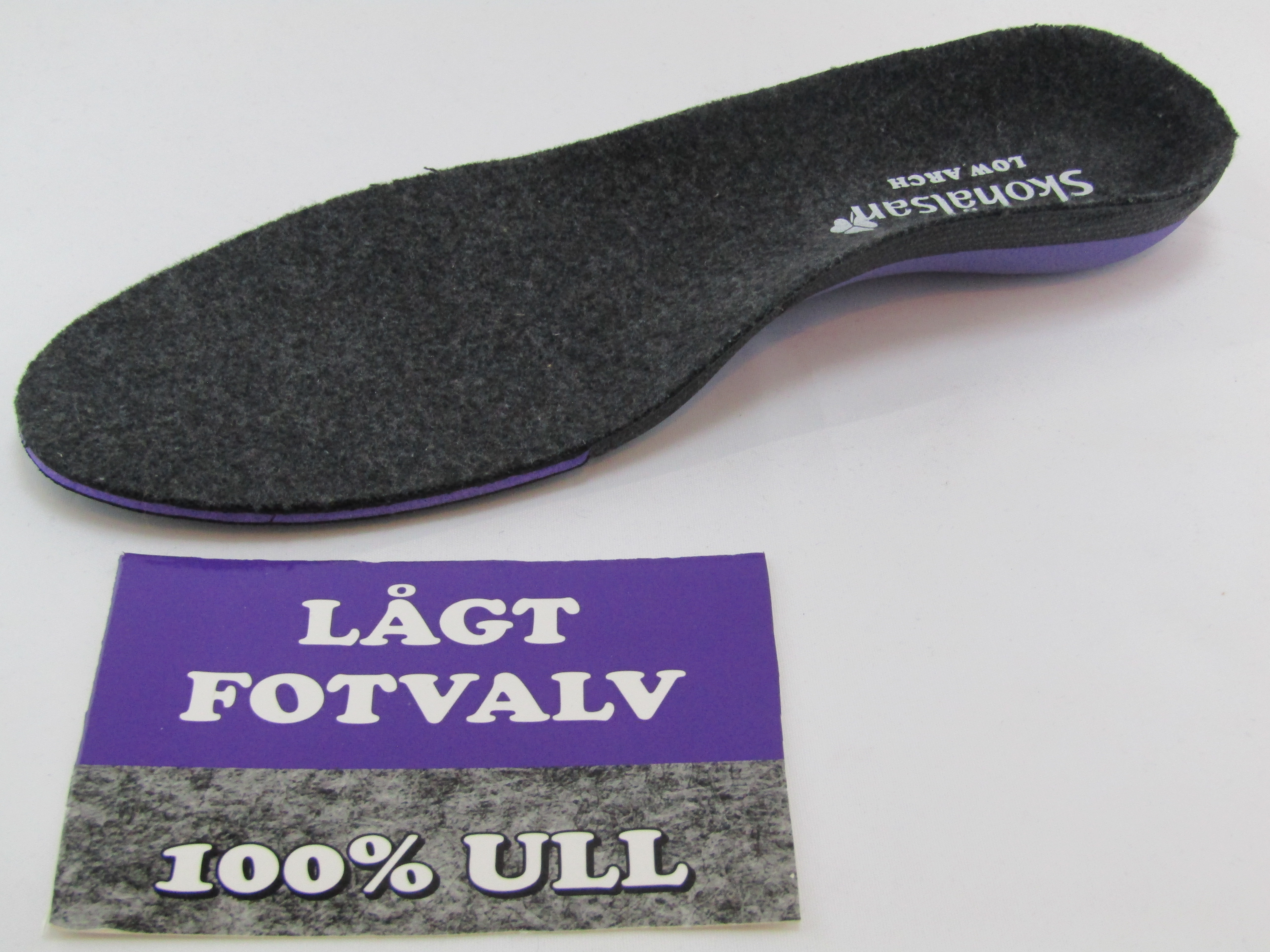 Skohälsan Inläggssula i ull lågt fotvalv utan pelott