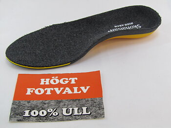 Skohälsan Inläggssula i ull högt fotvalv utan pelott