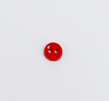 Knapp med 2 hål - mini röd (6 mm)