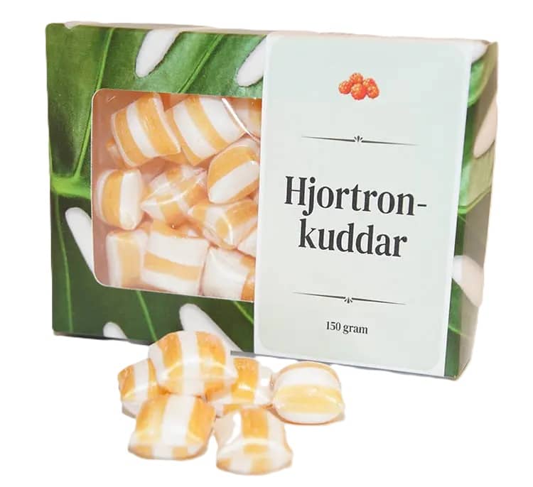 Hjortron karameller, present i ask